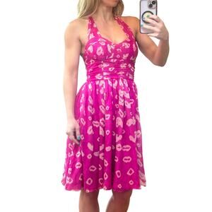 Rare Vintage French Connection 100% Silk Kiss Print Dress - 2